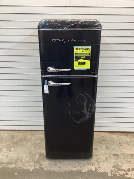 Frigidaire 7.5 cu. ft. Mini Fridge in Black with Rounded Corners and Top Freezer