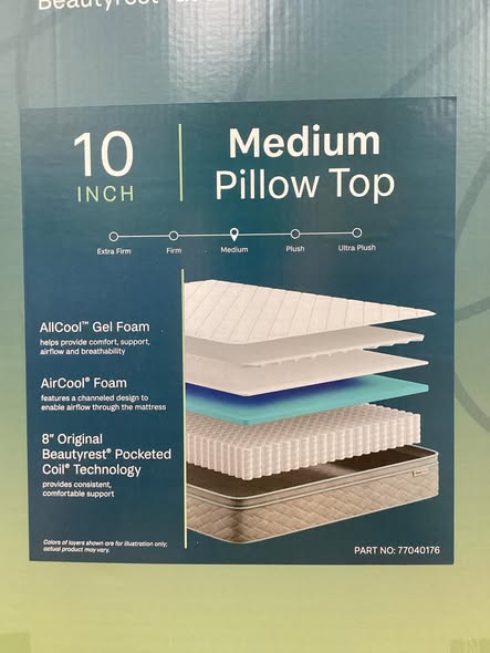 Beauty Sleep 10 Inch Medium Pillow Top Mattress - Queen Size