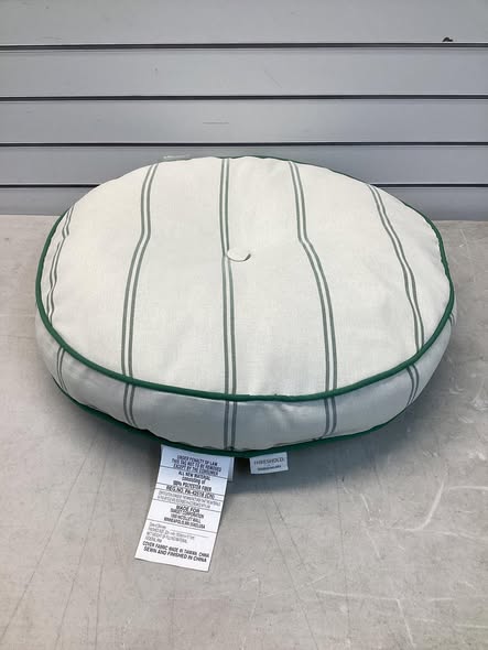 Threshold 22” Round Deep Seat Back Pillow Cushion in Cream with Green Stripes
