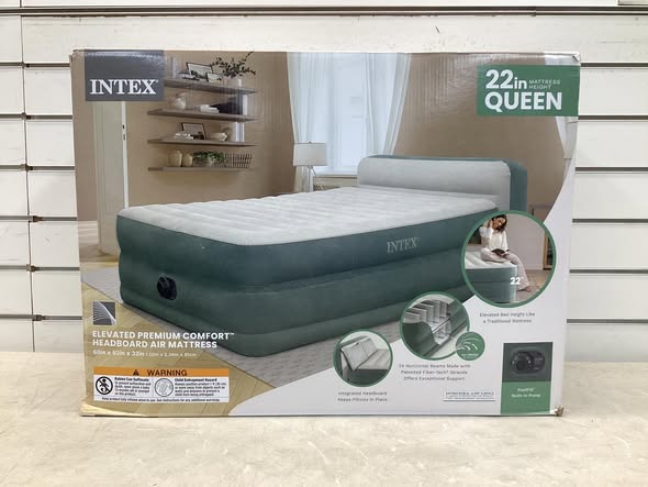 Intex 22" Queen Premium Comfort Air Mattress with Headboard