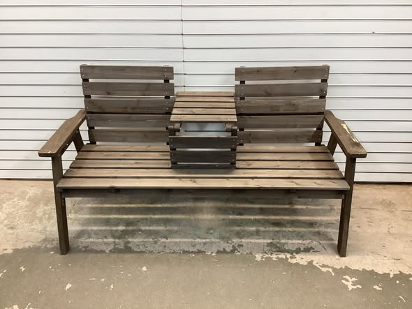 Outdoor Fir Wood Bench with Foldable Middle Table