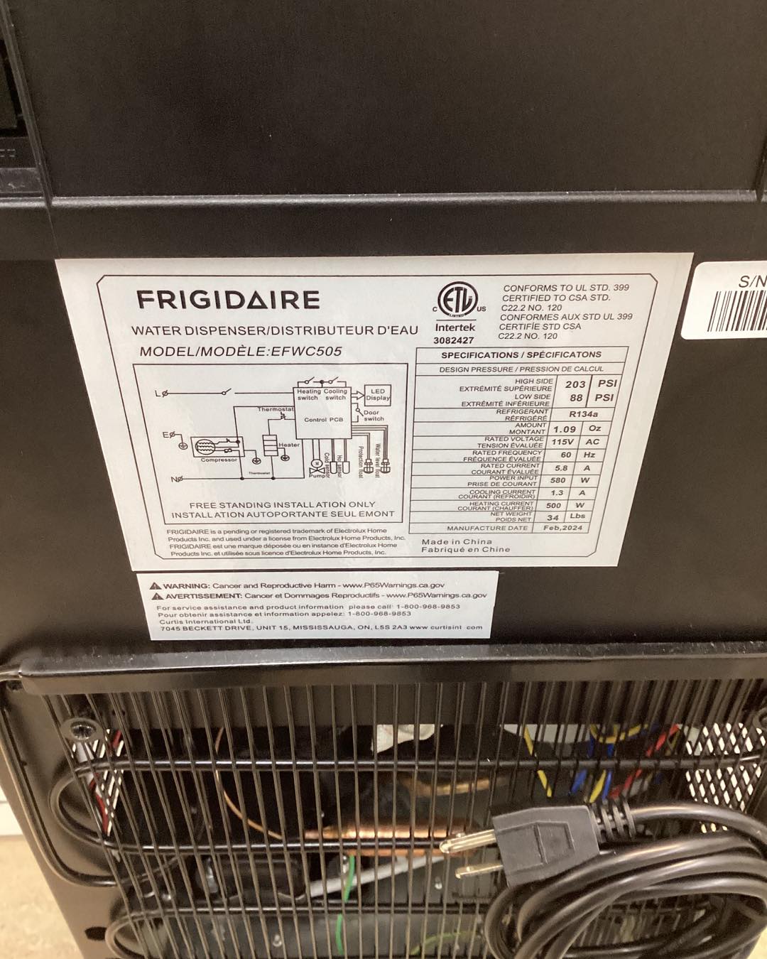 Frigidaire 5 Gallon Bottom Loading Hot and Cold Water Dispenser in Stainless Steel
