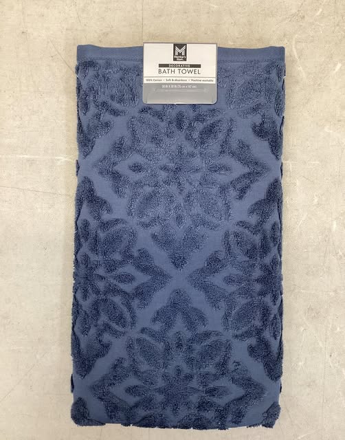 Members Mark Decorative Blue Bath Towel - 30” x58”