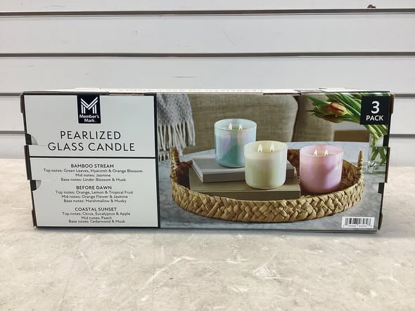Member's Mark 12oz Round Bottom Pearlized Candle, 3pc