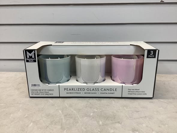 Member's Mark 12oz Round Bottom Pearlized Candle, 3pc