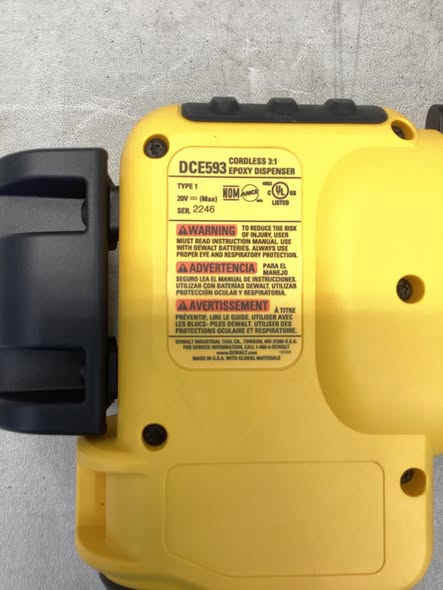 DeWalt DCE593D1 20V Cordless Epoxy Dispenser Tool Only
