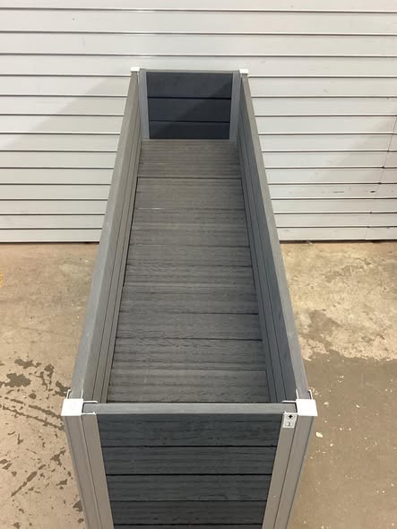 VITA Urbana 57"L x 16"W x 33"H Large Vinyl Parklette Planter, Slate Gray, VT17613r