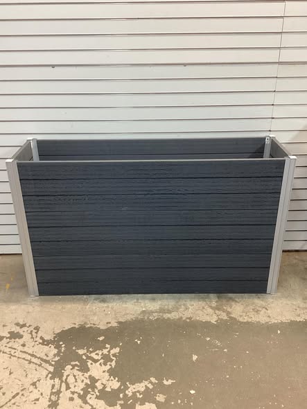 VITA Urbana 57"L x 16"W x 33"H Large Vinyl Parklette Planter, Slate Gray, VT17613r