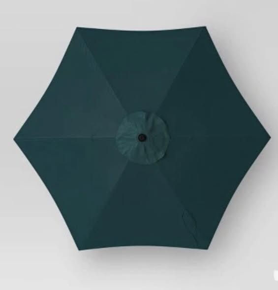 Room Essentials  6' Round Grid Monochrome Outdoor Patio Market Umbrella - in Dark Green