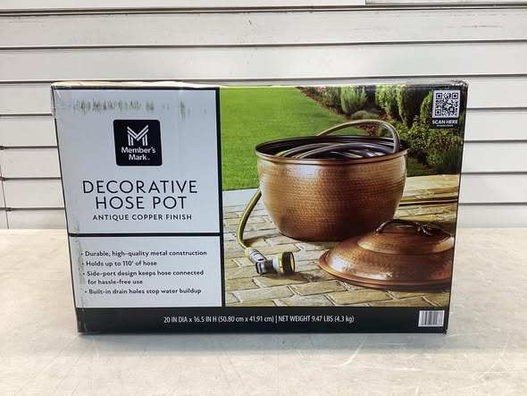 Member’s Mark Decorative Metal Hose Storage Pot with Drainage Holes