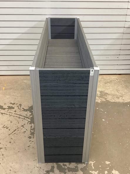 VITA Urbana 57"L x 16"W x 33"H Large Vinyl Parklette Planter, Slate Gray, VT17613r
