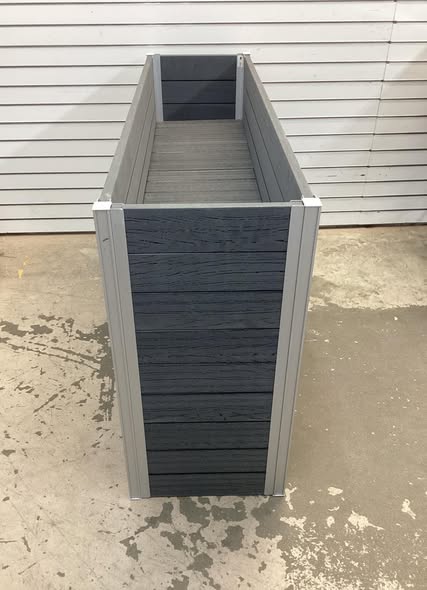 VITA Urbana 57"L x 16"W x 33"H Large Vinyl Parklette Planter, Slate Gray, VT17613r