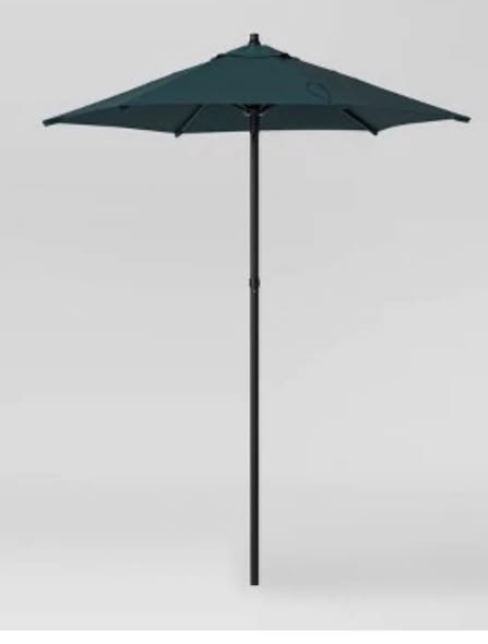 Room Essentials  6' Round Grid Monochrome Outdoor Patio Market Umbrella - in Dark Green