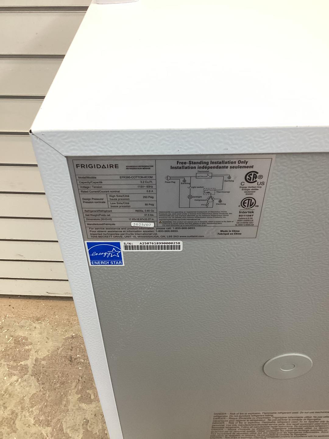 Frigidaire 3.2 cu. ft. Sleek Mini Refrigerator in White with Recessed Handle and Reversible Door