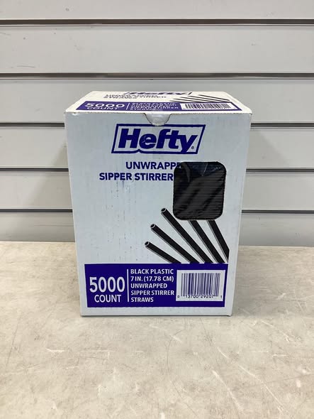 Hefty Unwrapped Plastic Sipper Stirrer Straws, 7", 5000 ct.