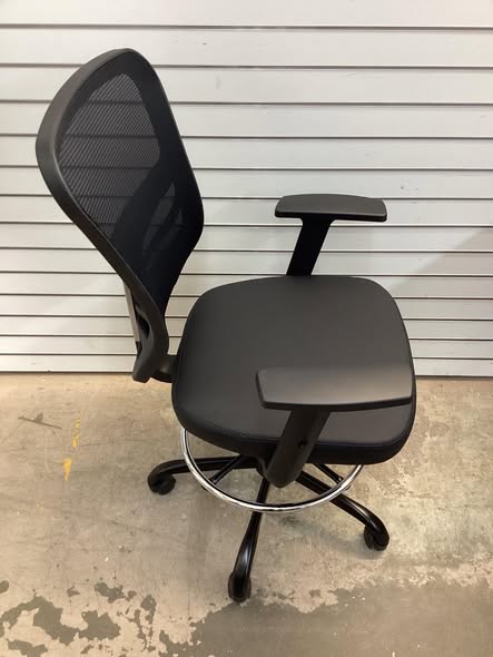 Costway Mesh Drafting Chair Office Chair w/Adjustable Armrests & Foot-Ring Black