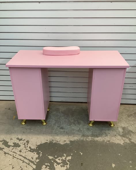 LDAILY Moccha Nail Desk, Manicure Table w/ 3 Drawers & 2 Storage cabinets