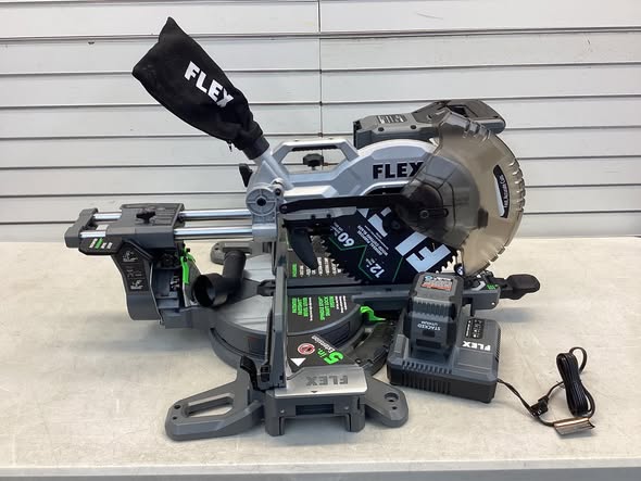 FLEX STACKED LITHIUM 12-in 24-volt Dual Bevel Sliding Compound Hybrid Miter Saw