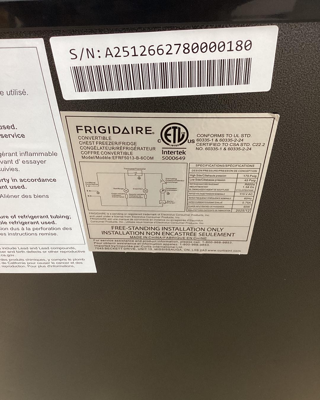 Frigidaire 5 cu. ft. Manual Defrost Chest Freezer, Garage Ready Deep Freezer With Adjustable Thermostat in Black