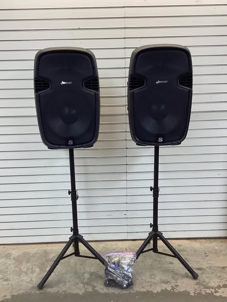 Sonart 15" 1500W Powered Speakers, 2-Way Full Range Portable PA Speaker System Combo Set