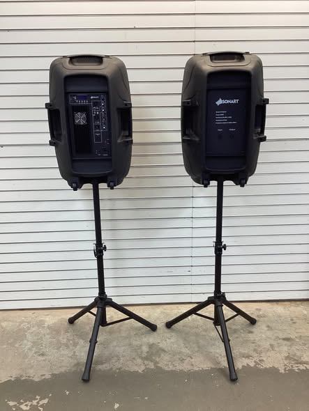 Sonart 15" 1500W Powered Speakers, 2-Way Full Range Portable PA Speaker System Combo Set