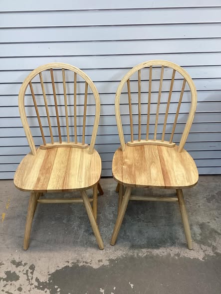 Set of 2 Vintage Wood Chair with Spindle Back for Dining Room