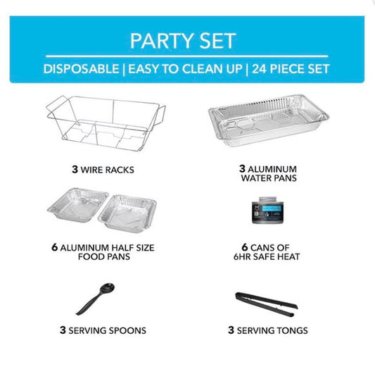 Member's Mark Party Set with 2-hour Safe Heat Chafing Fuel, 24 ct.