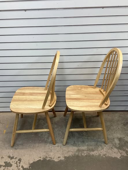 Set of 2 Vintage Wood Chair with Spindle Back for Dining Room