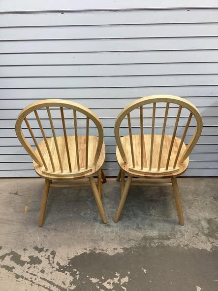 Set of 2 Vintage Wood Chair with Spindle Back for Dining Room