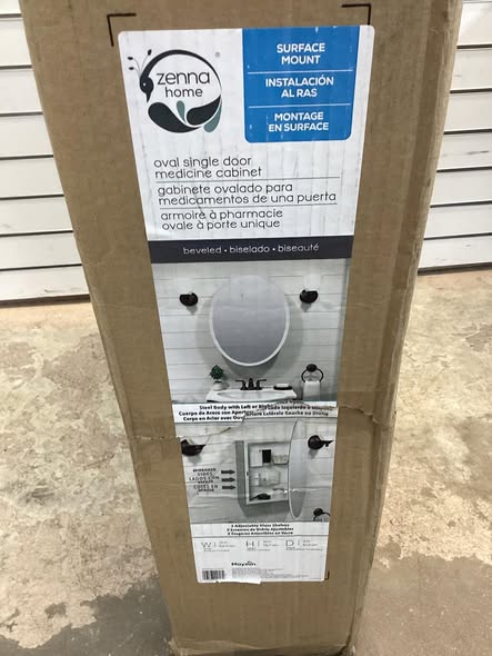 Zenna Home 21"W x 31"H Oval Medicine Cabinet