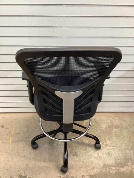 Costway Mesh Drafting Chair Office Chair w/Adjustable Armrests & Foot-Ring Black