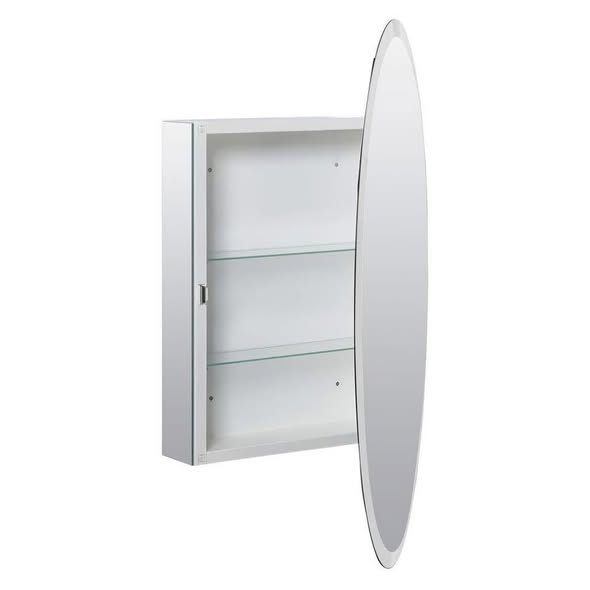 Zenna Home 21"W x 31"H Oval Medicine Cabinet