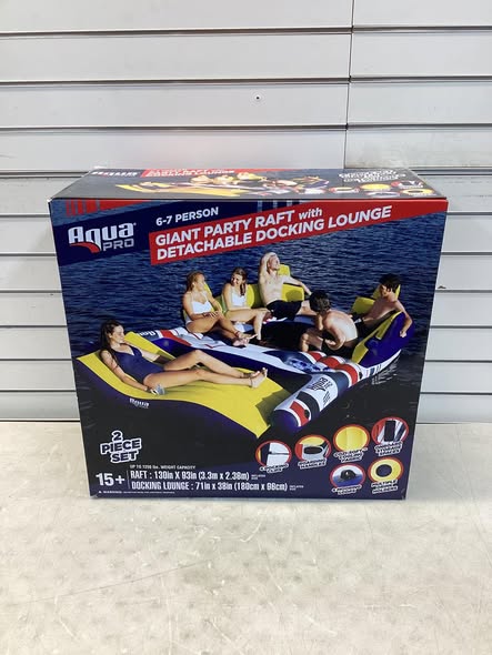 Aqua Leisure APL20349 - 11'x8' 6-7 Person Inflatable Raft with Detachable Docking Lounge