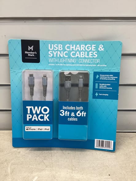 Member's Mark Apple USB Lightning 3ft and 6ft Cables (2 pk.)