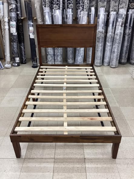 Twin Size Giantex Wood Bed Frame with Headboard, Mid Century Modern Platform Bed