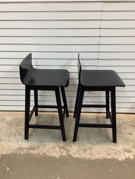2PCS Costway 24.5 Inch Swivel Wooden Bar Stools with Rubber Wood Legs and Low Back