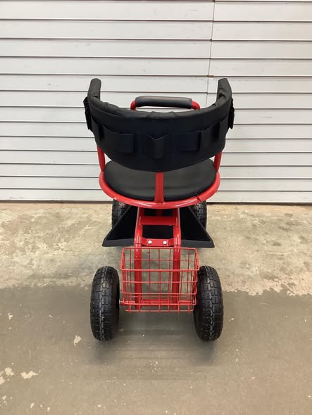 Costway Cushioned Rolling Garden Cart Scooter with Storage Basket and Tool Pouch