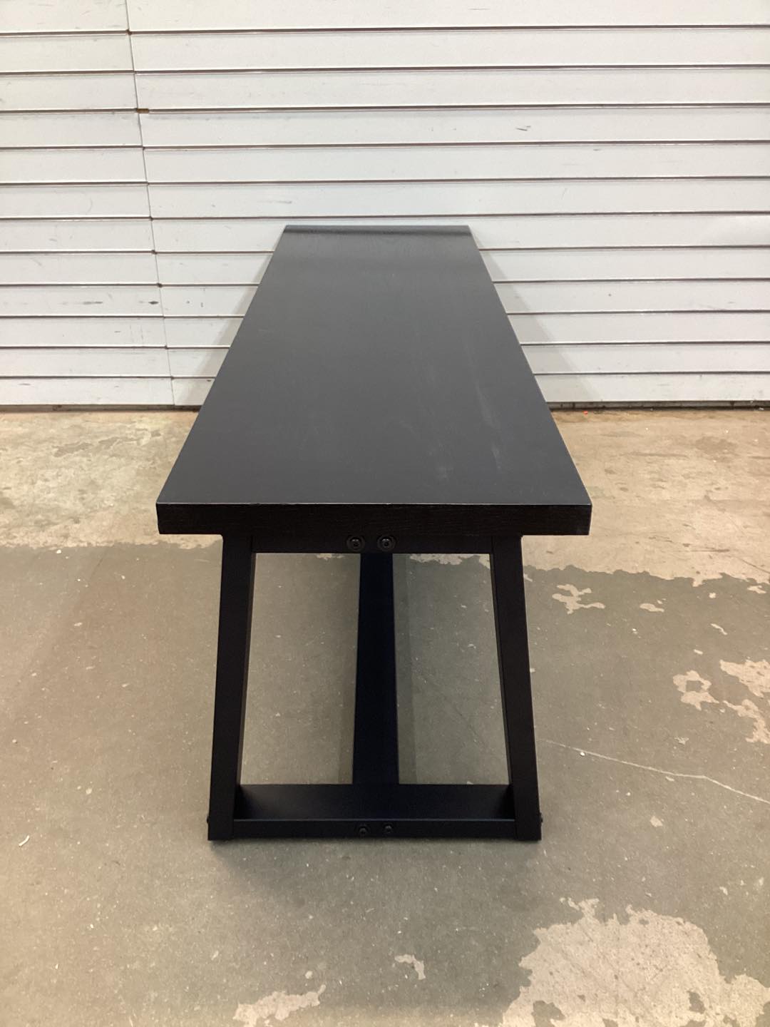 Wood Dining Bench with Metal Frame and Adjustable Footpads