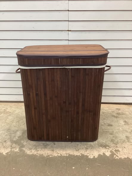 SONGMICS Laundry Hamper with Lid, Bamboo Laundry Basket, Removable Machine Washable Laundry Basket, with Handles, Chestnut Brown