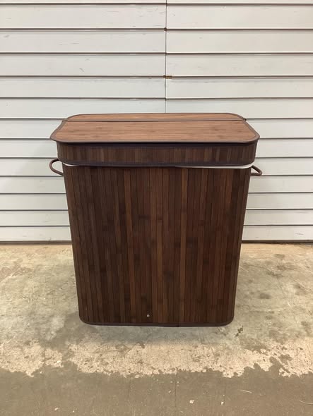 SONGMICS Laundry Hamper with Lid, Bamboo Laundry Basket, Removable Machine Washable Laundry Basket, with Handles, Chestnut Brown