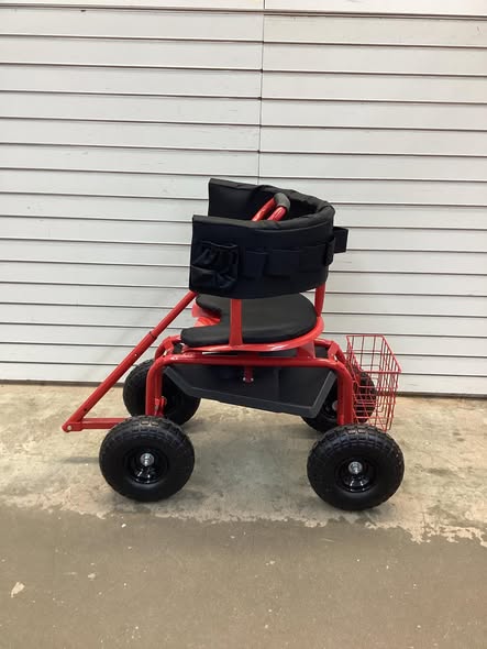 Costway Cushioned Rolling Garden Cart Scooter with Storage Basket and Tool Pouch