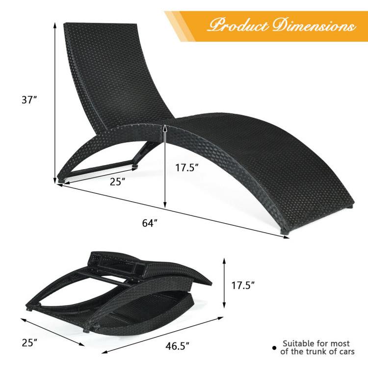 Costway Foldable Patio Lounge Chair with Cushion for Backyard