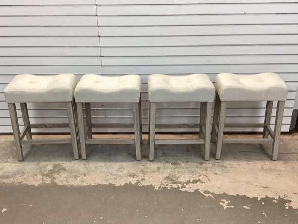 Costway Counter Height Bar Stools Set of 4 with Rubber Wood Legs Footrest Modern for Home Beige