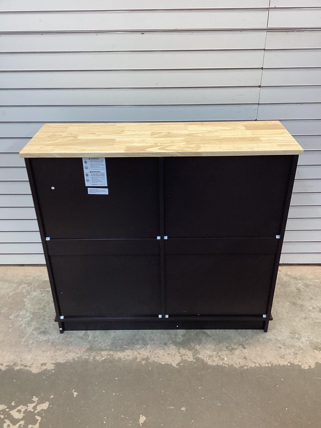 Costway 15.5 Gallon Kitchen Tilt Out Trash Cabinet Rubber Wood Tabletop 2 Drawers Shelf Black