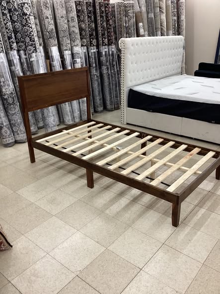 Twin Size Giantex Wood Bed Frame with Headboard, Mid Century Modern Platform Bed