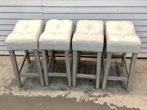 Costway Counter Height Bar Stools Set of 4 with Rubber Wood Legs Footrest Modern for Home Beige