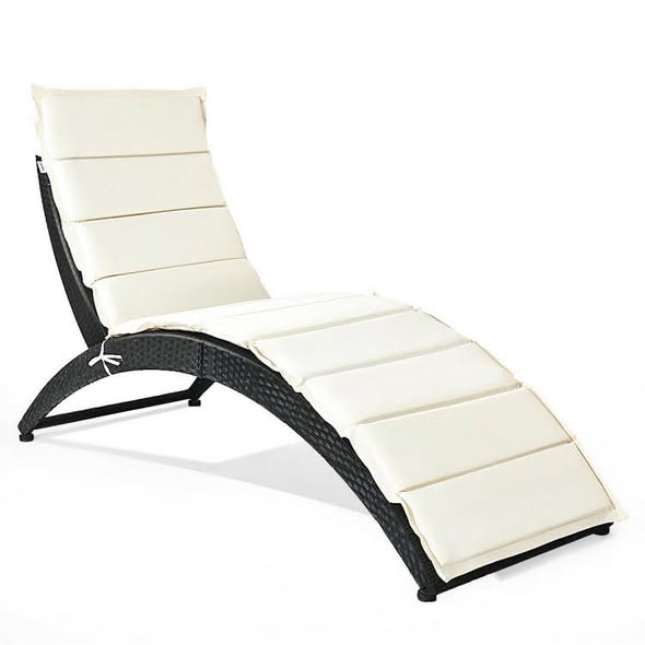 Costway Foldable Patio Lounge Chair with Cushion for Backyard