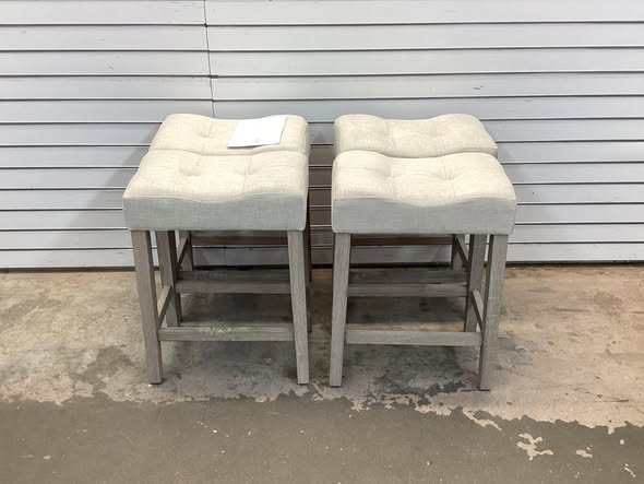Costway Counter Height Bar Stools Set of 4 with Rubber Wood Legs Footrest Modern for Home Beige
