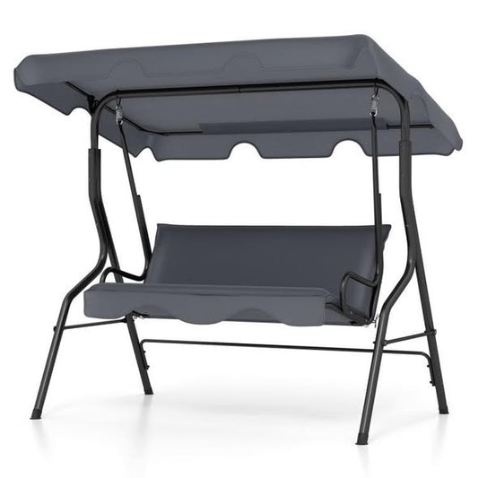 3 Seat Outdoor Patio Canopy Swing with Cushioned Steel Frame
