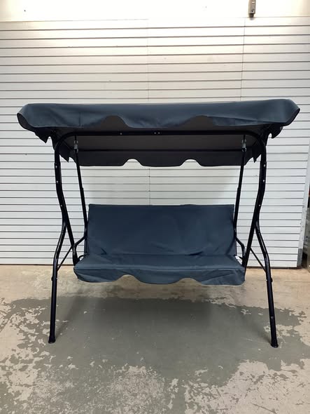 3 Seat Outdoor Patio Canopy Swing with Cushioned Steel Frame